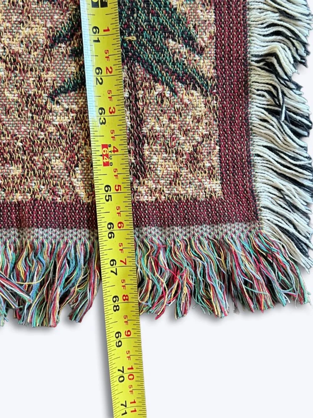 Riggsbee Vtg Home Sweet Home Tapestry Throw Blanket Cabin Bear Fringe 44x68 Lake